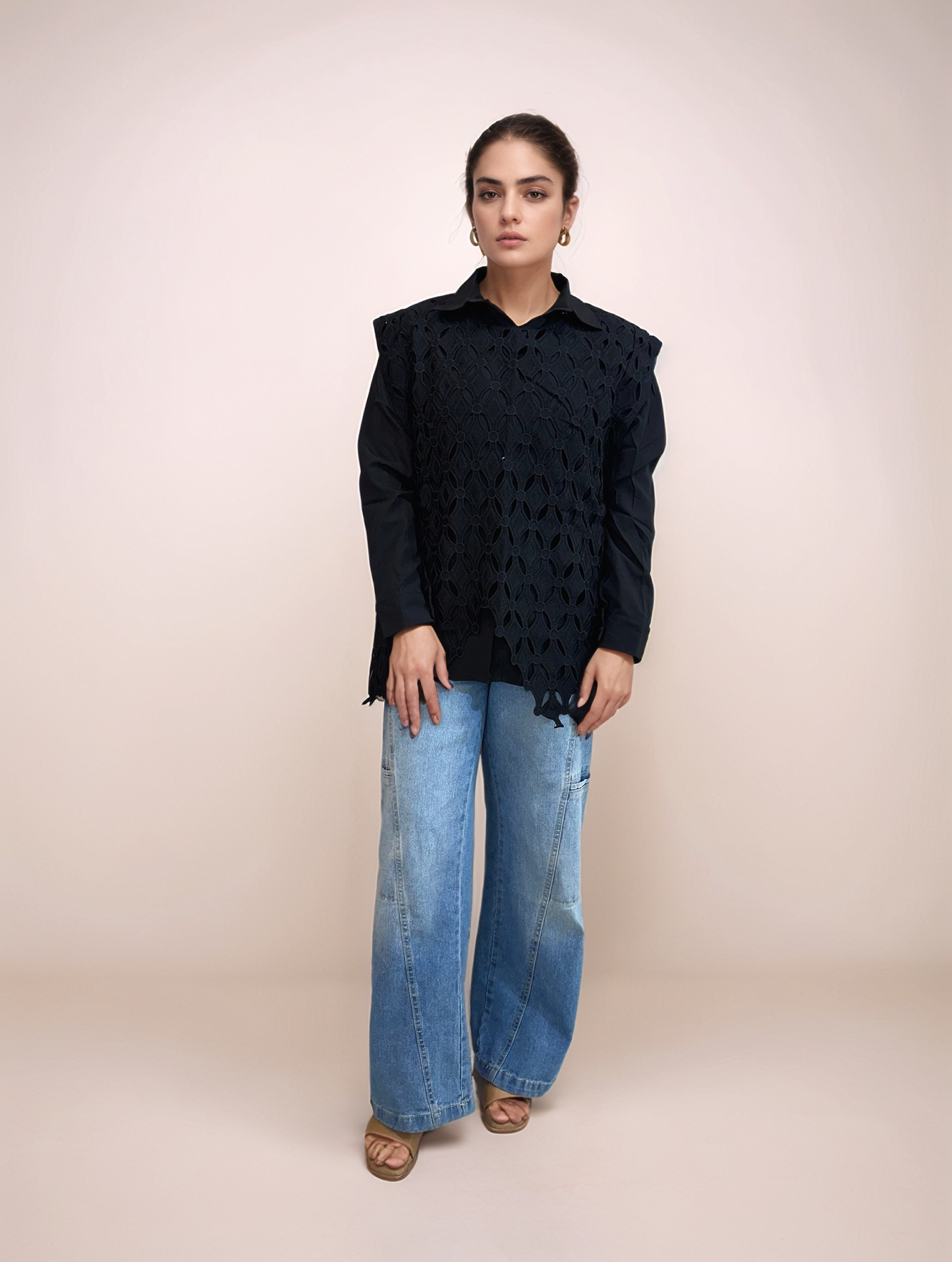 Midnight Lace Overlay Shirt