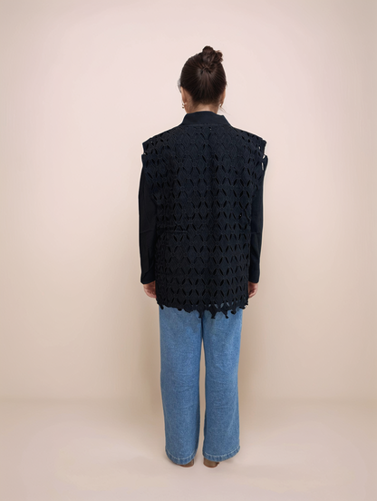 Midnight Lace Overlay Shirt
