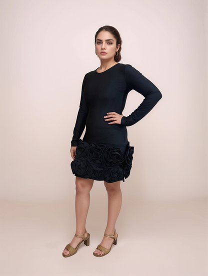 Scarlet Ruffle Elegance Dress Black