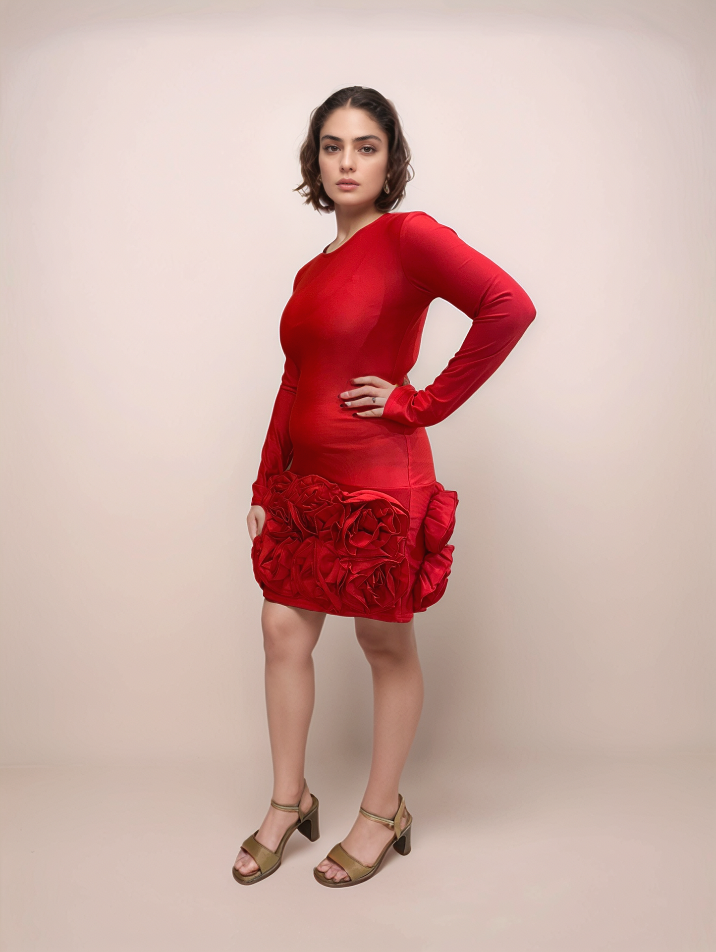 Scarlet Ruffle Elegance Dress