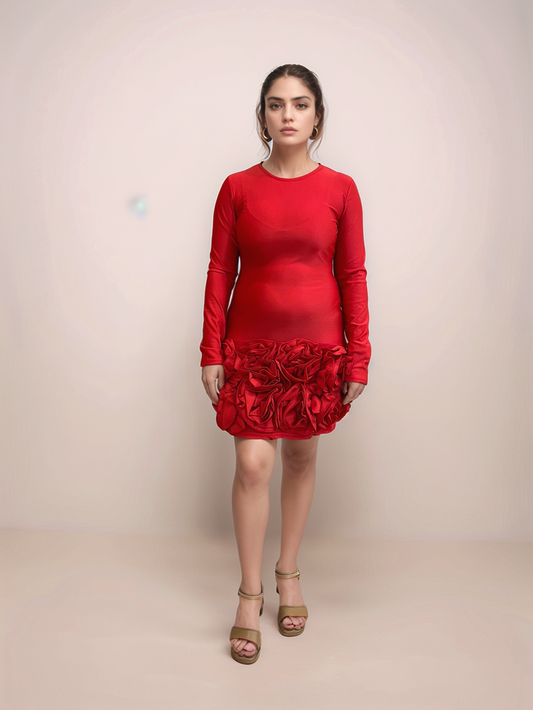 Scarlet Ruffle Elegance Dress